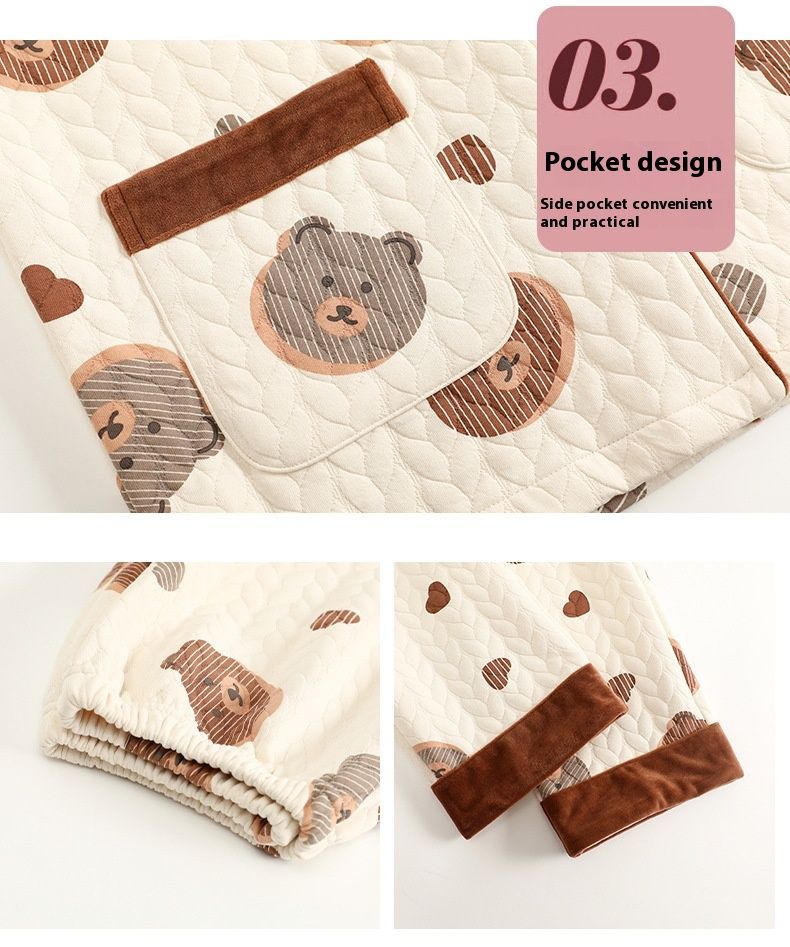 Cardigan e pigiami autunnali da donna, pigiami a maniche lunghe in cotone, cotone sandwich, spesso, caldo, traspirante, tuta invernale da casa_voghion.com