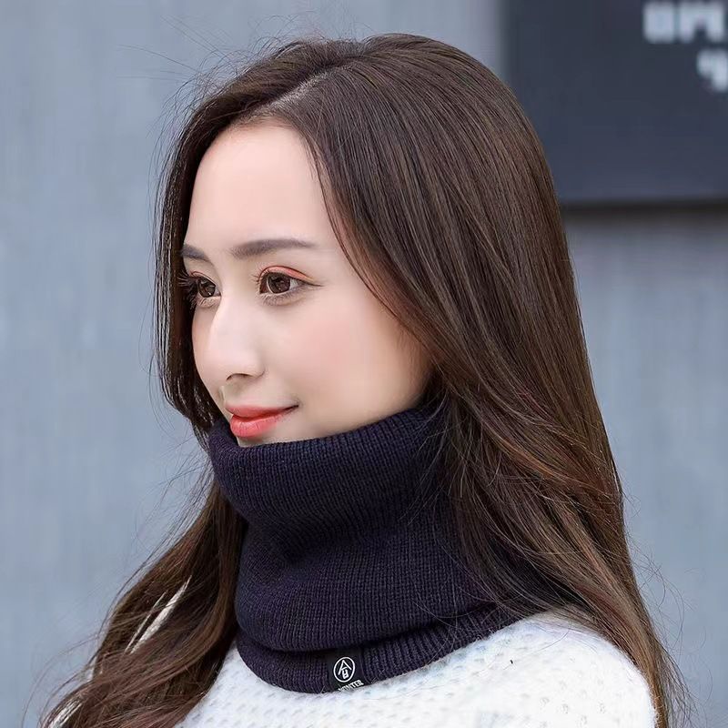 Höstvinterullhalsduk för män och kvinnor för att hålla sig varm, stickad halsduk med tillagd sammet och förtjockad koreansk version_voghion.com