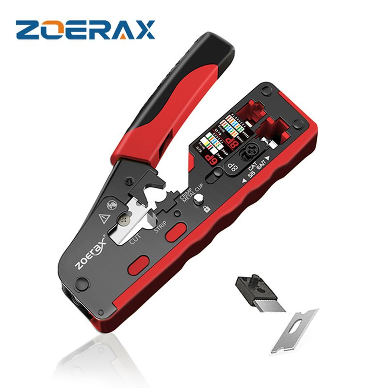 Zoerax Catsh RJ45 Crimp Tool Compatible For Catsh/sha/6/5e Ethernet Cable With Cut/Strip Multi-function Crimper With Spare_voghion.com