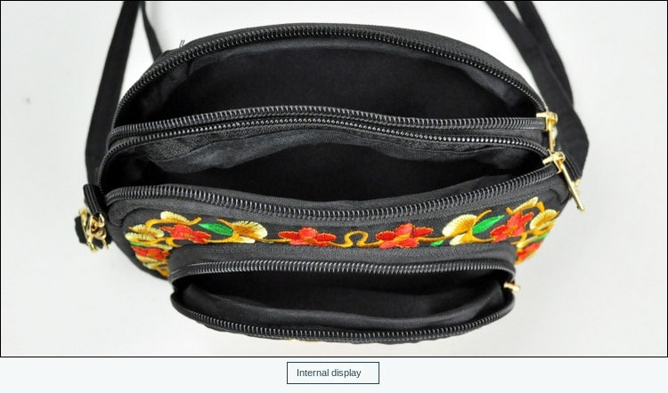 Borsa a tracolla da donna Borsa da viaggio Borsa a tracolla con cerniera ricamata floreale vintage Borsa per cellulare ricamata_voghion.com