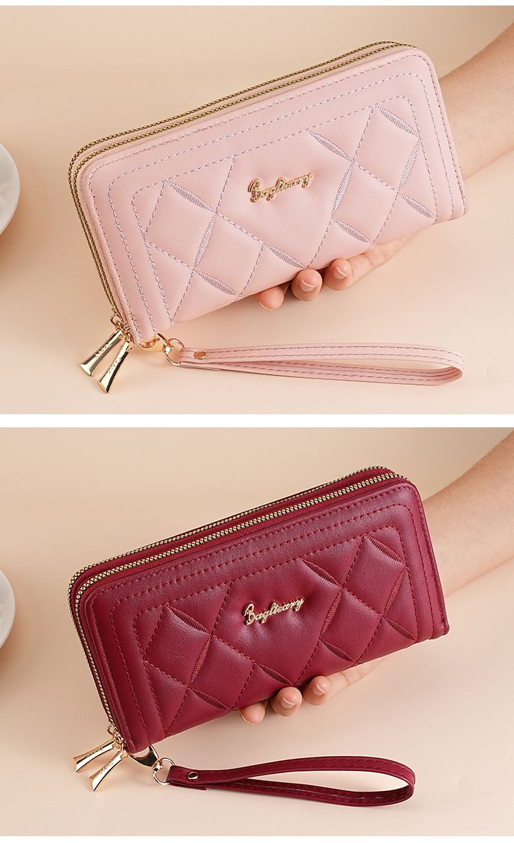 Women's Long Wallet Rhombus Clutch Multifunctional Mobile Phone Change Bag Wallet_voghion.com