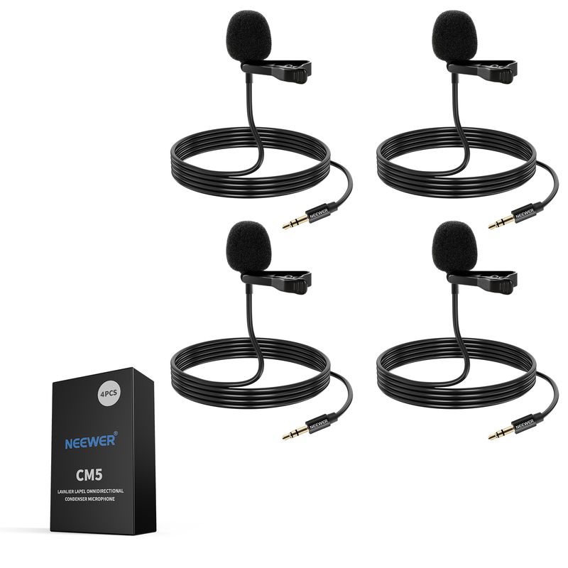 Neewer 4er-Pack Lavalier-Ansteckmikrofon Kompatibel mit Rode GO II Pro DJI Kabelloses Ansteckmikrofon_voghion.com
