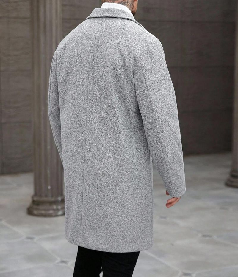 Men's Double-Faced Wool Blend Overcoat – Slim-Fit Long Trench Coat With Notched Lapel (Winter-Ready, Business & Casual)_voghion.com