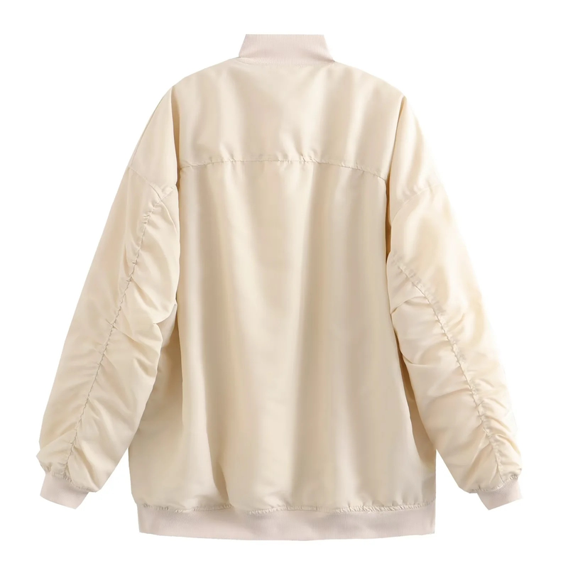 Women's plus-size bomber loose biker jacket_voghion.com