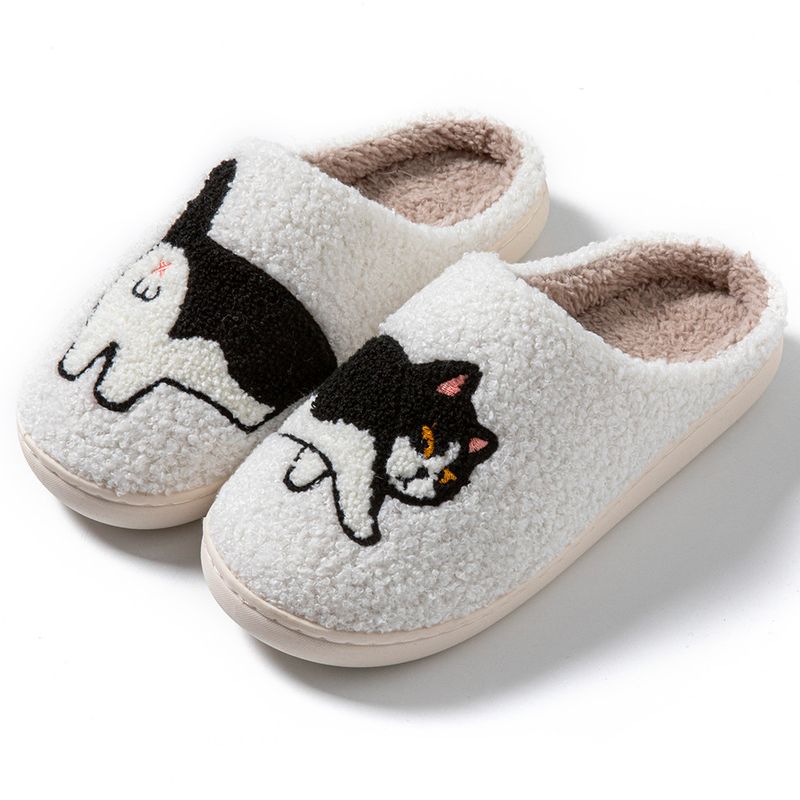 Cixi Pantofole da interno in cotone per donna, con motivo a cartoni animati, coppia di corgi, calde e antiscivolo, per uomo_voghion.com