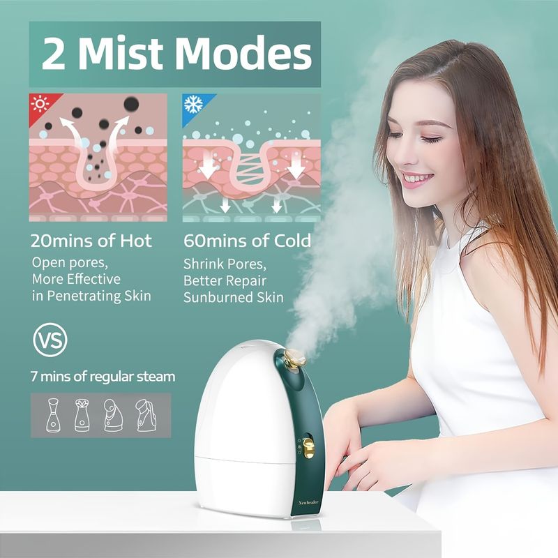 2in 1 Hot & Cold Steamer, Nano Ionic Steam Device For Sinuses Moisturizing Pore Cleansing, Dual-Temp With_voghion.com