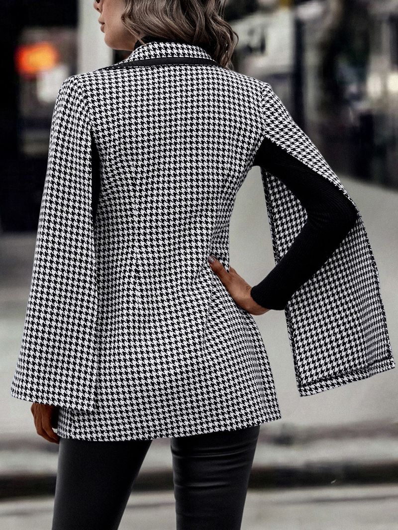 Women's Clothing houndstooth suit jacket female winter new style split long sleeve commuter temperament small suit _voghion.com