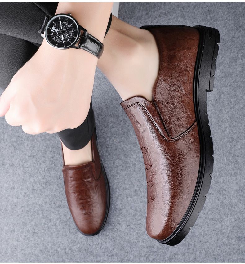 Lässige Lederschuhe für Herren, kleine Lederschuhe, Herrenschuhe, bequeme Schuhe, karierte Herrenschuhe_voghion.com