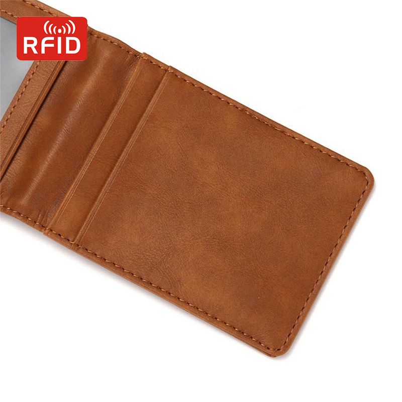 Men’s Bags Simple Men's Dollar Clip Wallet New Pu Leather RFID Anti Theft Card Holder Business Men's Wallet Card Holder_voghion.com