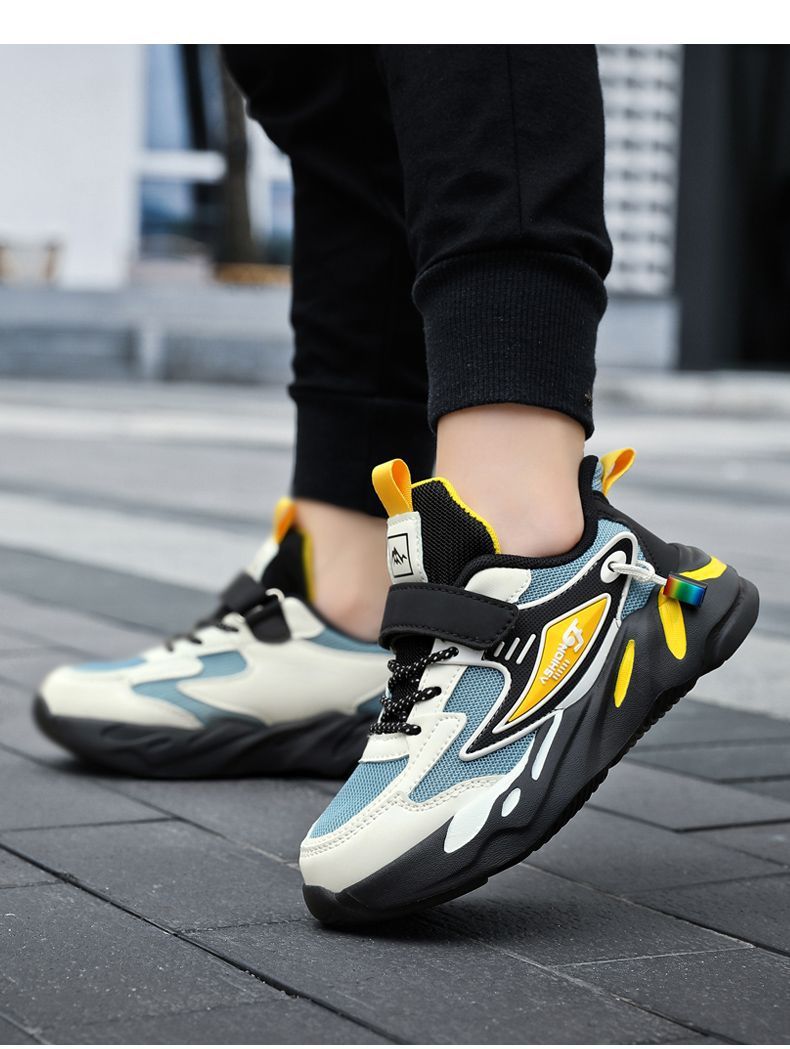Kinderschuhe Sport Frühling und Herbst Schulsaison Laufschuhe Mittlere und große Kinder Mesh Leder Freizeitschuhe_voghion.com