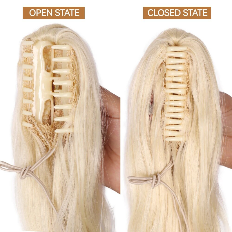 Clip per artiglio sui capelli 22 pollici lungo ondulato dritto estensione coda di cavallo sintetica per le donne Ponytai parrucchino Ombre_voghion.com