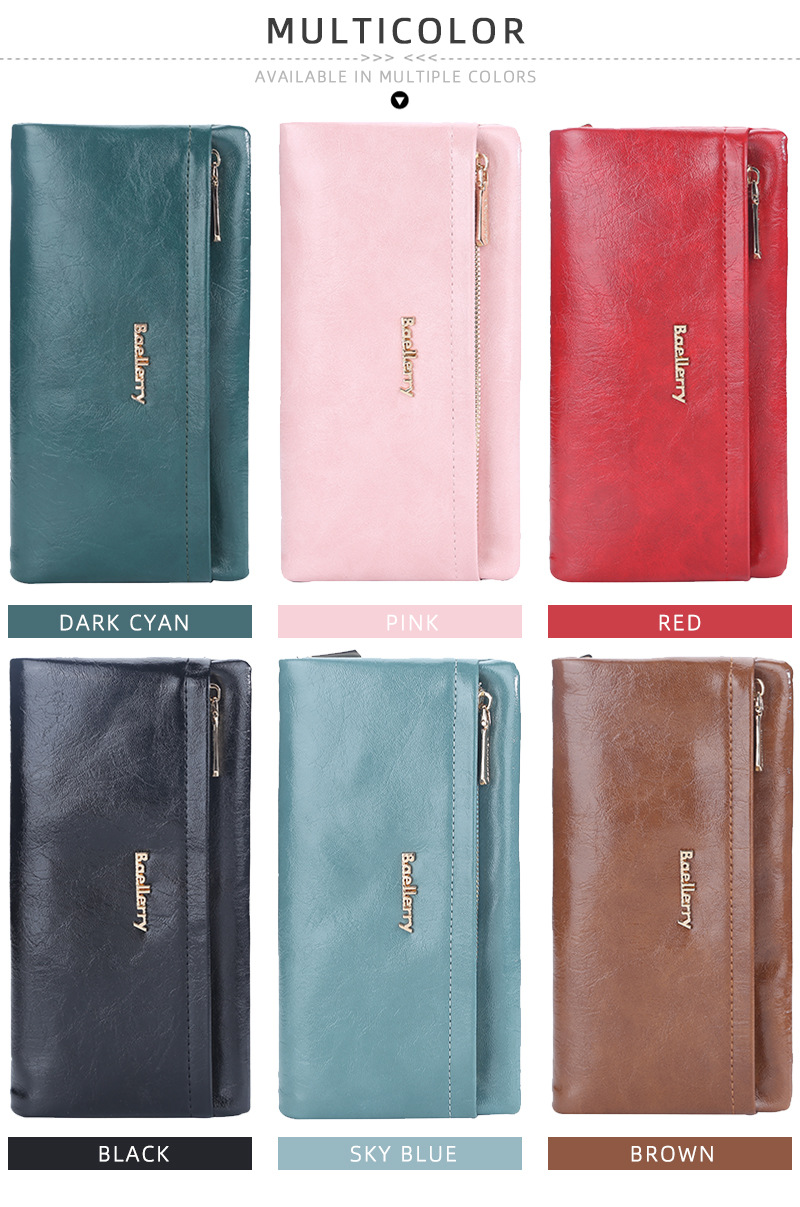 Baellerry Carteira Feminina Nova Chegada Longa Compartimento para Vários Cartões Bolsa Clutch de Alta Qualidade Moda Carteira para Celular_voghion.com