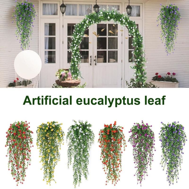 Arredamento per la casa, eucalipto, camelia, rattan, fiori artificiali, cesto appeso, decorazione da parete per soggiorno, interni ed esterni, alta simulazione_voghion.com