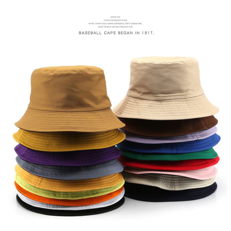 Hot Sale Double-sided Wearing Solid Color Bucket Men Women Reversible Fisherman Hat Summer Panama Cap Sun Fishing Caps_voghion.com