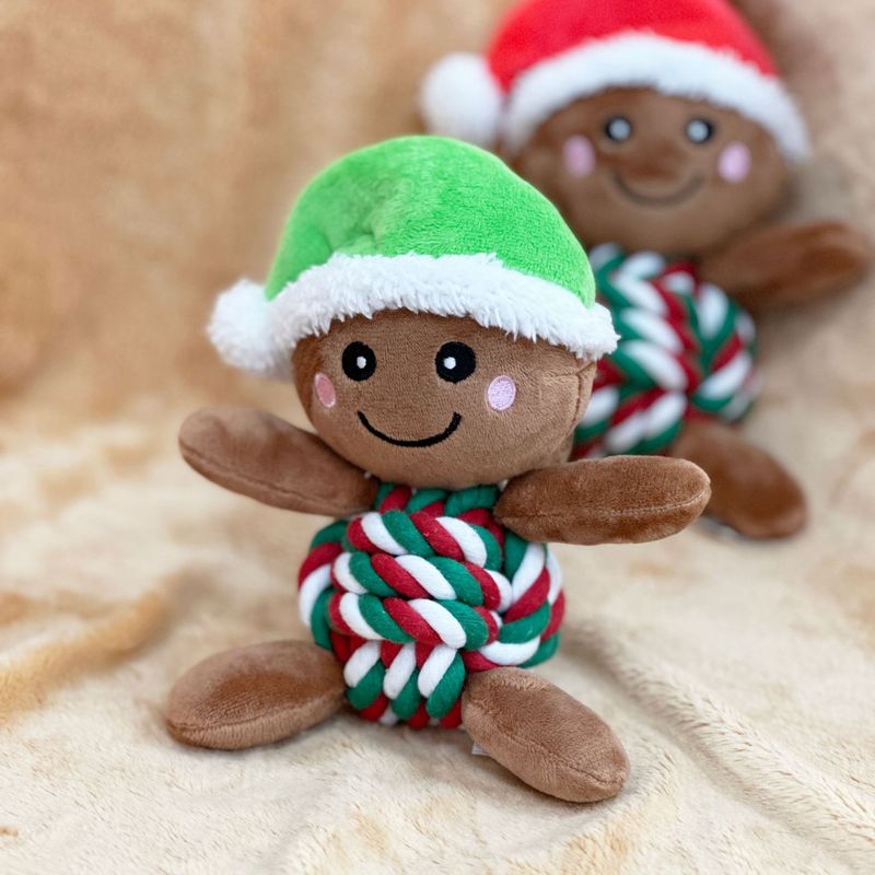 Nuovo prodotto transfrontaliero Giocattolo per cani Giocattolo per animali domestici a forma di omino di pan di zenzero resistente al morso Giocattolo per cani di Natale resistente al morso_voghion.com