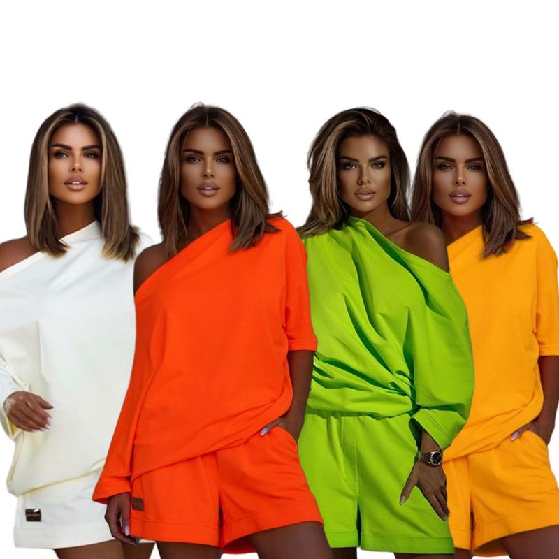 Women's Fashion Trendy Sweatshirt And Pants Off-Shoulder Loose Two-Piece Set 2022 New Style_voghion.com