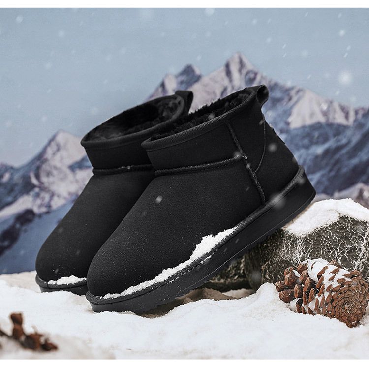 Herren Anti-Rutsch-Schneestiefel Winter Verdicktes Fleecefutter Warme Schuhe Mit Hohem Absatz Klassische Kurze Stiefel Für Den Außenbereich_voghion.com