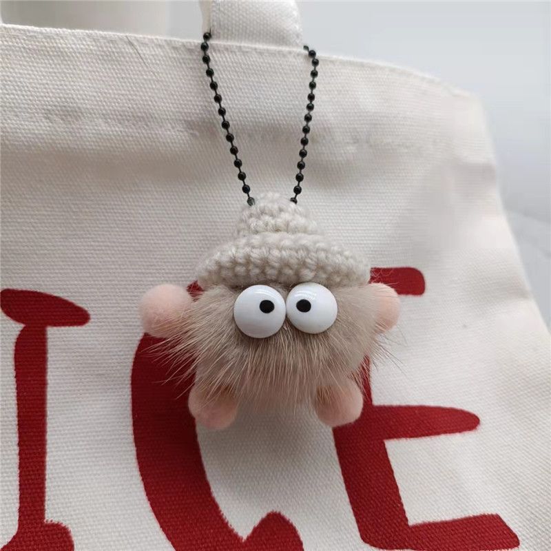 Dumb Small Coal Ball Plush Pendant Car Key Chain Pendant Cartoon Pendant Net Red Bag Plush Pendant_voghion.com