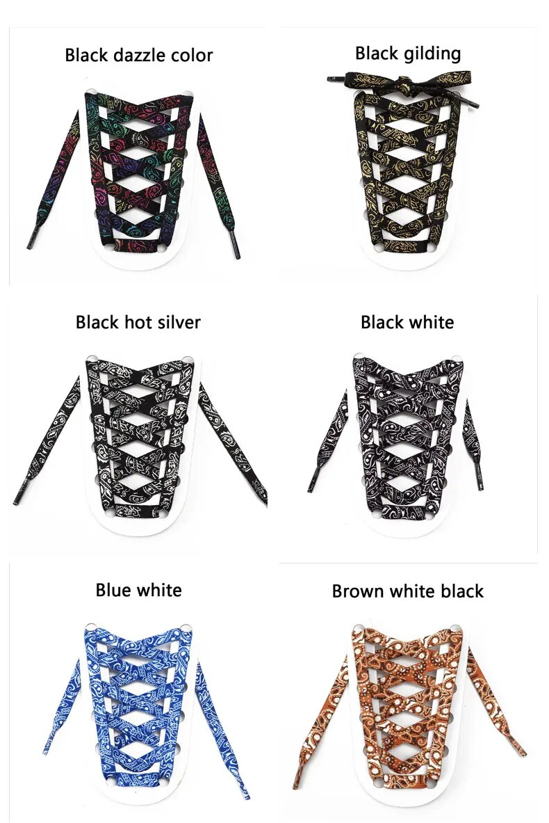 1 pereche șireturi plate pentru pantofi, flori de caju, pentru baschet, pentru pantofi sport, imprimare pictate manual, șireturi pentru pantofi_voghion.com