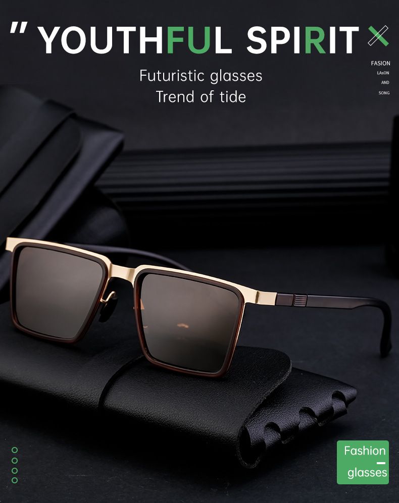 Retro Square Frame Sunglasses Men's Trendy Polarized Sunglasses Men's Sunglasses_voghion.com
