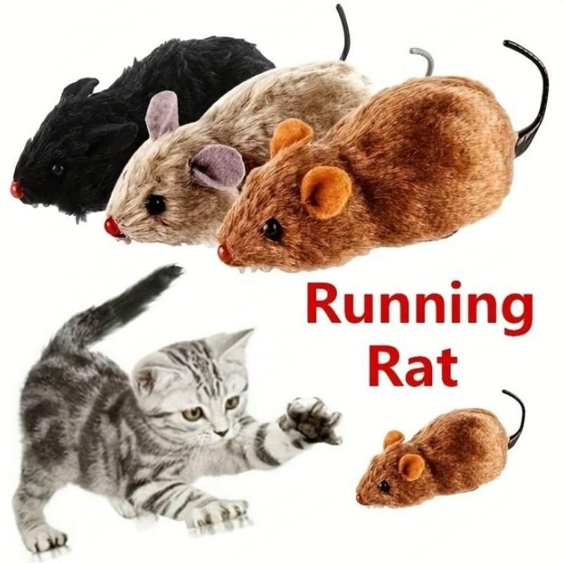 1Pc Funny Lifelike Plush Mouse Running Rat Toy For Cats Dogs Tail Mouse Pets Kids Random Color_voghion.com