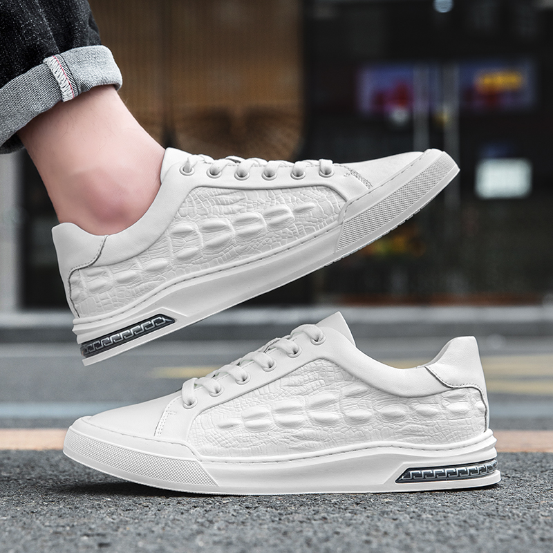 Crocodile European Station Herrskor Nytt läder Svart Casual Board Skor Mångsidigt mode herrskor_voghion.com