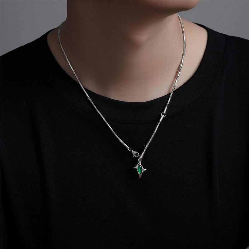 Collana in acciaio al titanio e zircone Gemini per uomo e donna, leggera e di lusso, design hip hop, semplice, con catena per maglioni_voghion.com