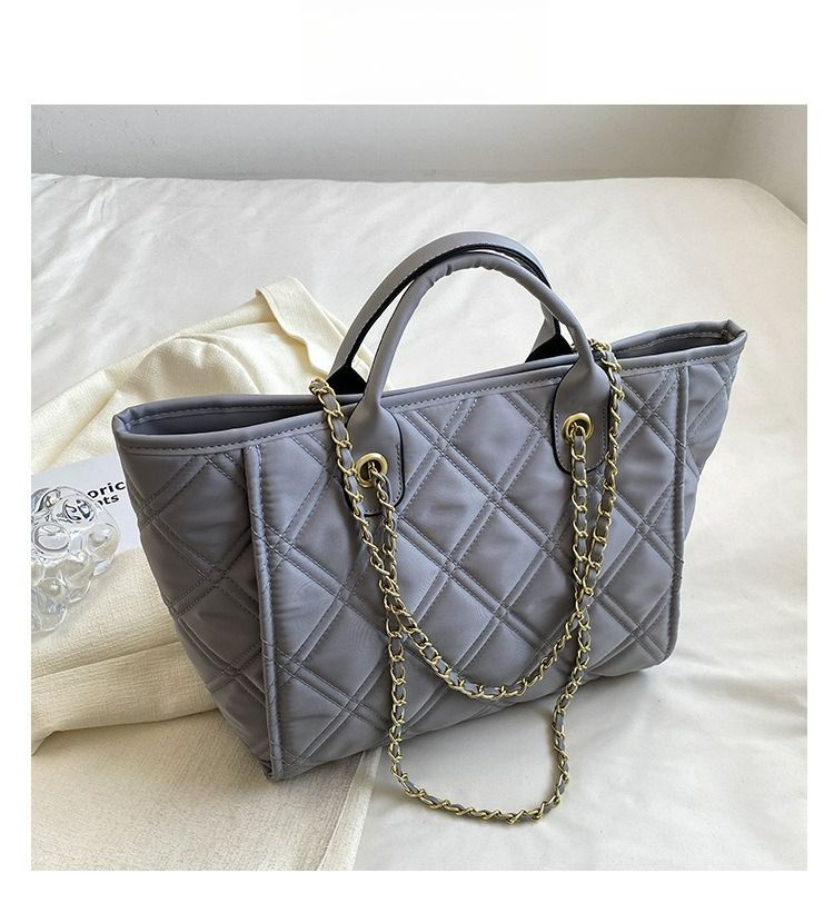 Borsa a tracolla grande capacità, borsa a tracolla alla moda con catena a rombo, borsa da pendolare_voghion.com