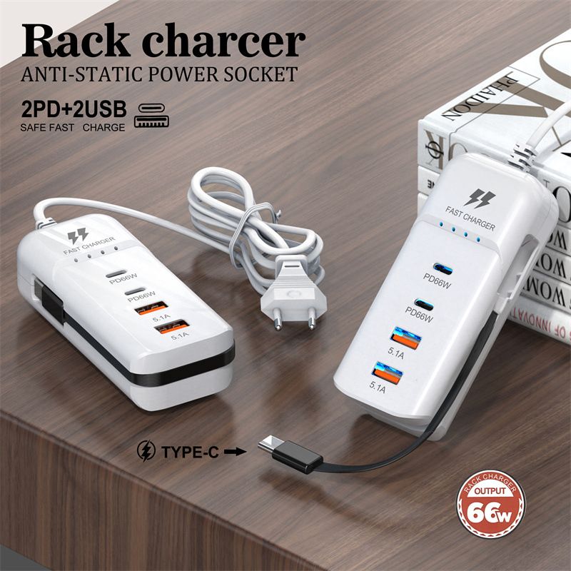 Cargador de teléfono móvil PD + puerto USB con cabezal de carga múltiple, adecuado para Android 3.1a, tipo C_voghion.com