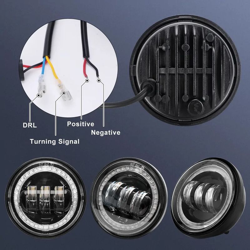7 Inch Round Headlights And 4.5" 30w Passing Fog Lights,Dragon Eye Pattern Super Bright Motorcycle Headlight For Harley Davidson_voghion.com