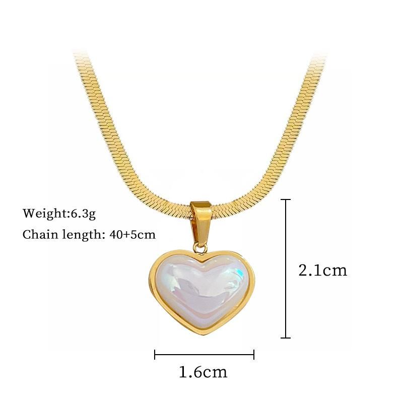 Collana con ciondolo a forma di cuore di perle di lusso, elegante, semplice e popolare, per donne e ragazze, bianca, per gioielli di coppia._voghion.com