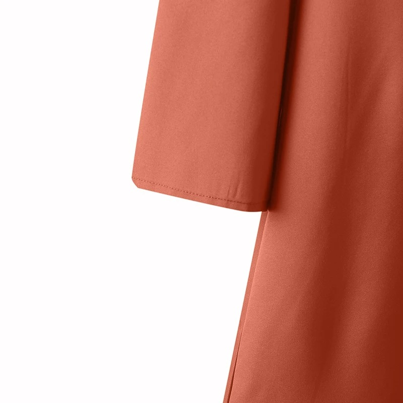 Women's Muslim two-piece long-sleeved O-neck long-sleeved shirt wide-leg pants suit casual solid women's suit_voghion.com