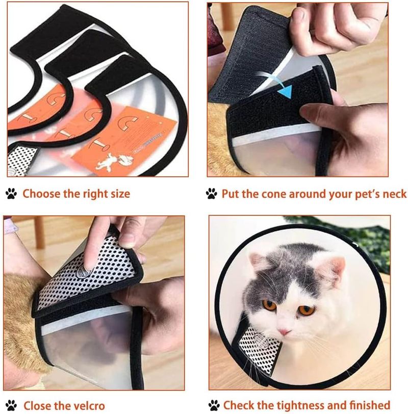 1pcsCat Cone Collar For Pet Cat,Recovery E-Collar Wound Healing_voghion.com