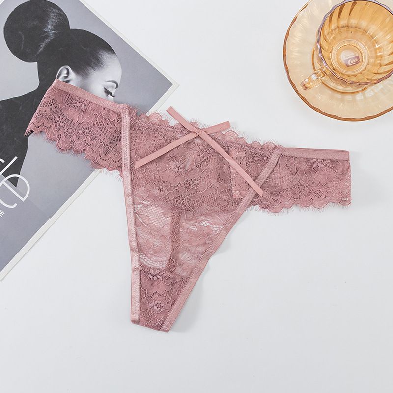 2025d Spitzen-Tanga Sexy Frauen Niedrige Taille Transparent Aushöhlen Verlockend T-Hosen Mädchen Dreieck Höschen_voghion.com