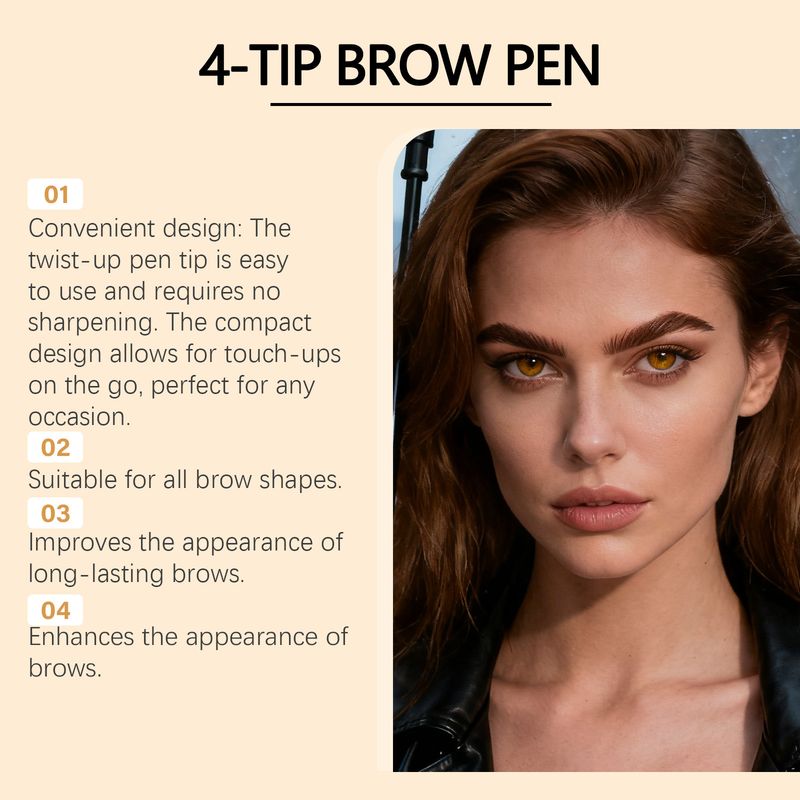 Zephoco Brown 3D Four-Prong Pencil Daily Modification Filling Eyebrow Shape Contour Natural Smooth Hair Flow_voghion.com