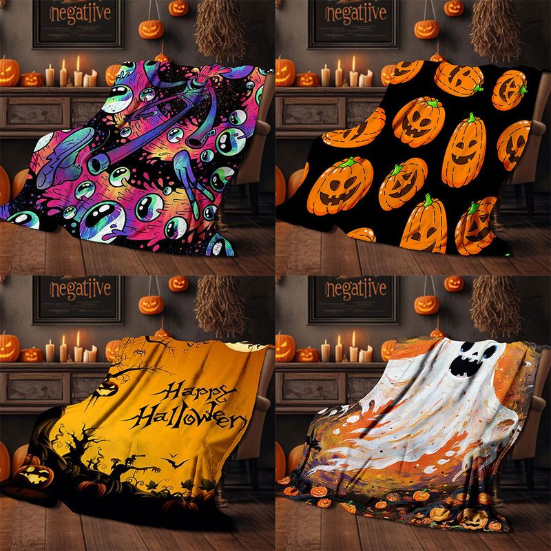 2025 New Printed Flannel Halloween Bed Sheet Throw Custom Sofa Blanket_voghion.com