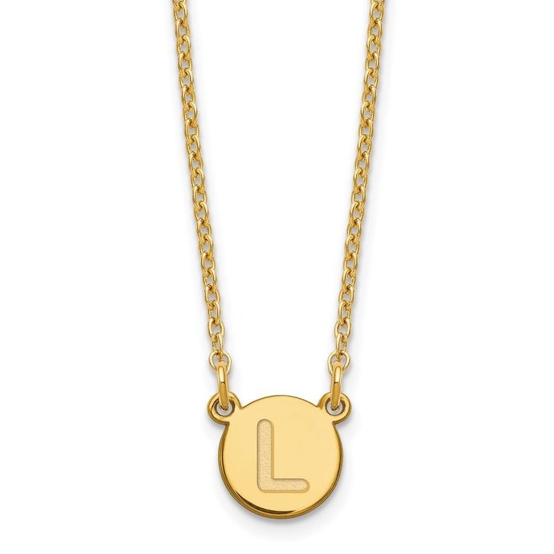 Sterling Silver Gold-plated Tiny Circle Block Letter L Initial Necklace_voghion.com