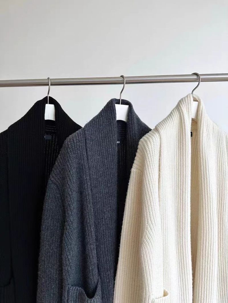 Luie, zachtaardige temperament, halflange sjaalkraagjas voor dames, 2024 herfst en winter losse pasvorm afslankend breisel_voghion.com