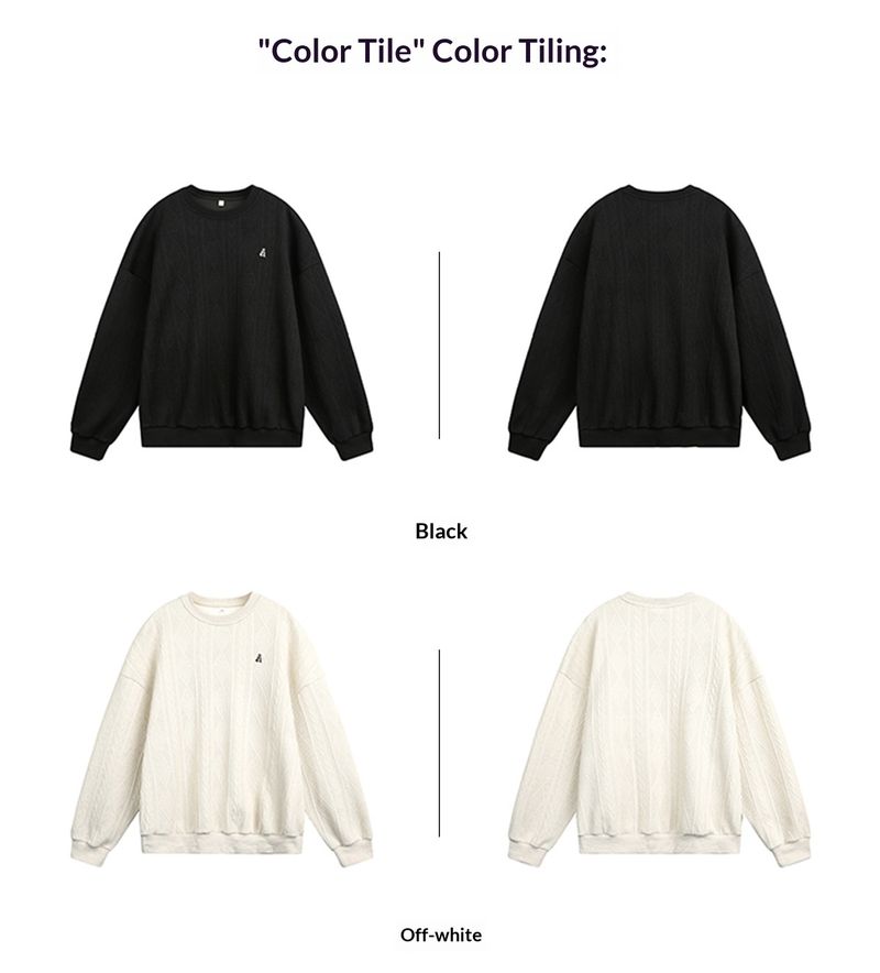 Nordmann Jakarlı Dokulu Ağır Sıklet Yuvarlak Yaka Sweatshirt Sonbahar Retro Renk Bloklu Harfli Nakışlı Hafif Eski Para_voghion.com