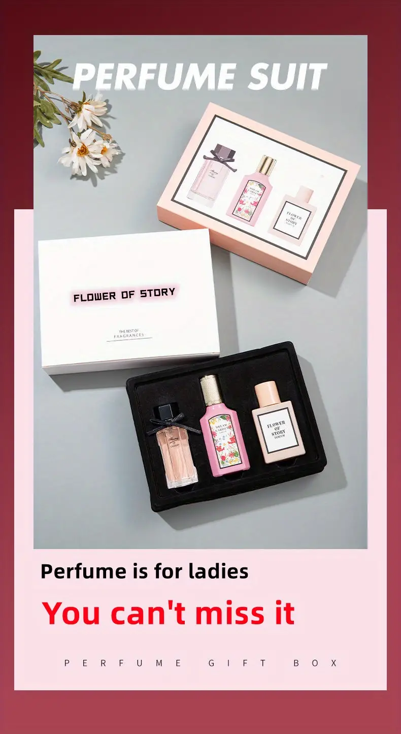 Perfume Gift Box With Three Perfume, Eau De Toilette, Suitable For Business And Office, For Dating And Birthday Gift, For Daily Use, 25ml_voghion.com