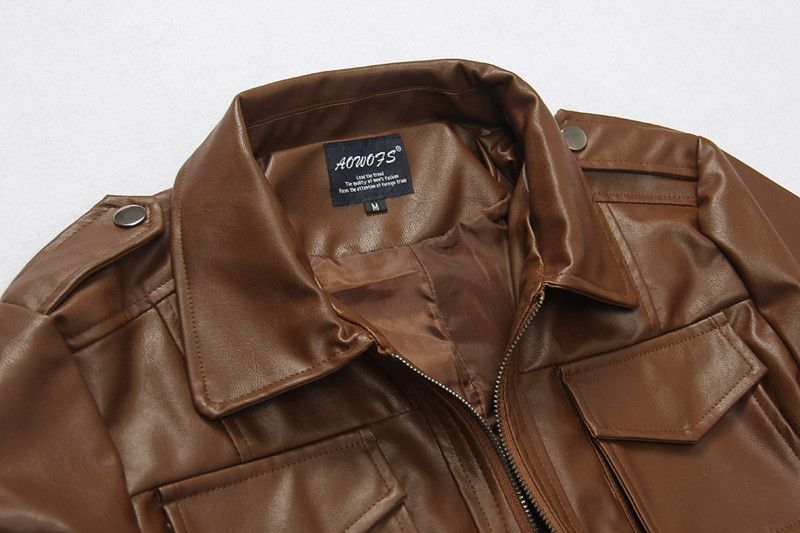 Herren-Lederjacke aus PU mit mehreren Taschen – Stilvolle Bikerjacke im Utility-Design (M-XXXL)_voghion.com