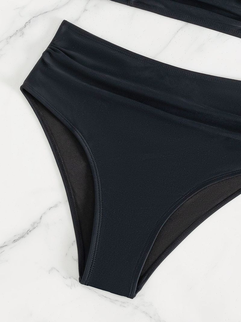 2024 Women's New Cross-Border European And American Solid Color Backless High Waist Sexy Bikini Two-Piece Swimsuit_voghion.com