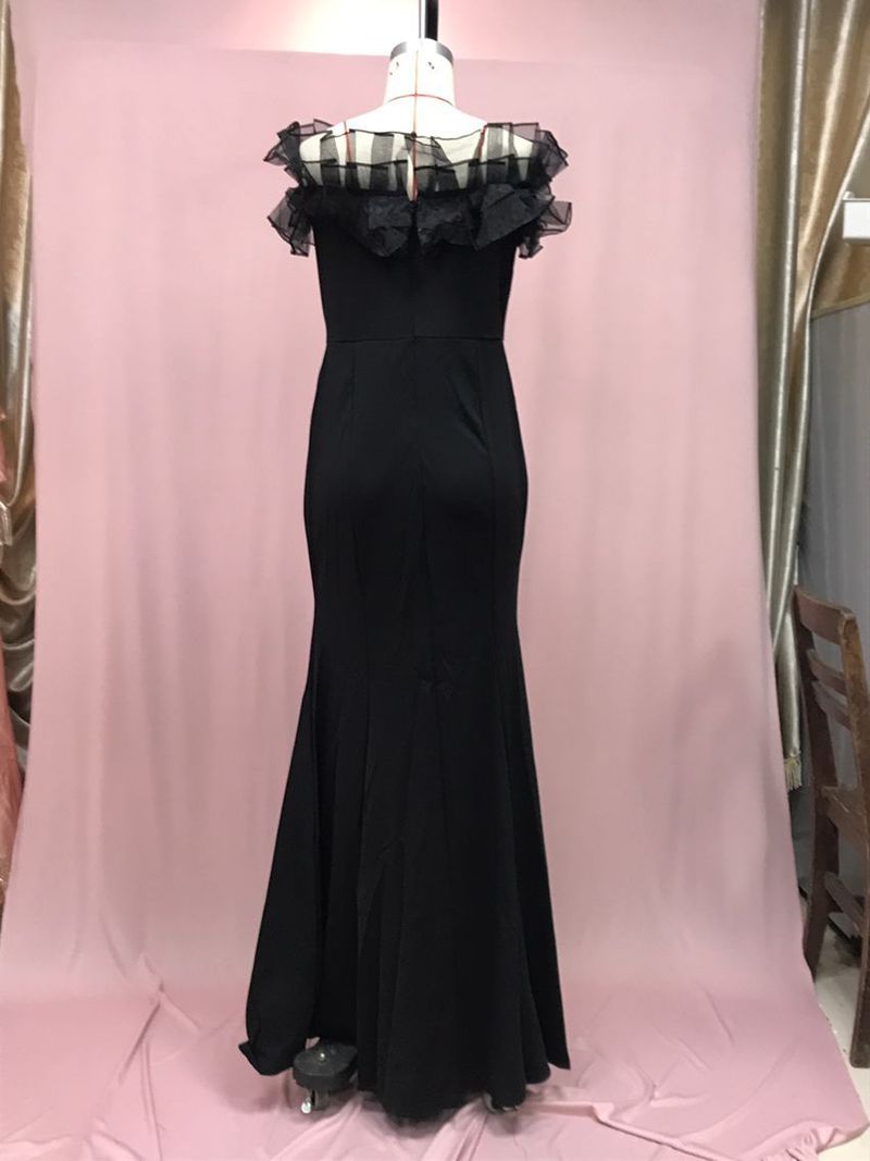 Abbigliamento da donna Primavera Cintura elastica lavorata a maglia Foglia di loto Una spalla Piccola coda Gonna lunga Vestito_voghion.com