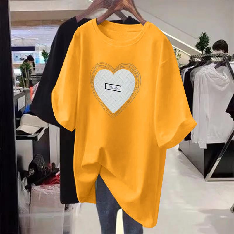 Ženska oblačila Poletje Plus Size Ženska oblačila Srednje in dolge ozke nove 300 Catties Topi Debela dekleta Modna majica s kratkimi rokavi, ki pokriva meso_voghion.com