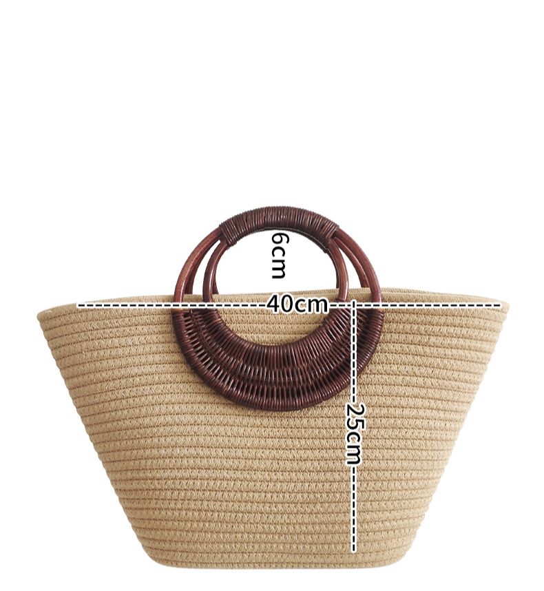 Rattan Griff Retro Mond Stroh Tasche Große Kapazität Baumwolle Seil Gewebt Tasche Ins Neue Modelle_voghion.com