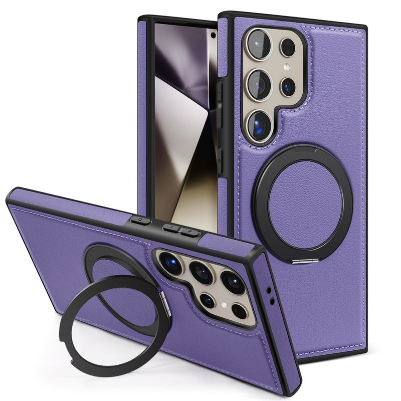 Phone Case & Covers New Business Leather Case For Samsung S24ultra Mobile Phone Case 360 Rotating Magnetic Bracket Protective Cover_voghion.com