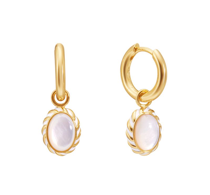 Damenschmuck Exquisite Pure Era Südfrankreich Mondlicht Ohrringe Ohrringe Weiblich Leicht Luxus High-End-Design Weiße Perlmutt Ohrringe_voghion.com