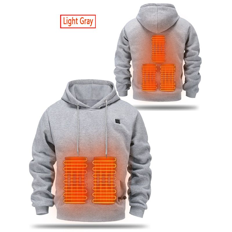 Men's Usb Heated Fleece Hoodie, Thickened Warm Outdoor Casual Wear, Hooded Electric Heating Hoodie_voghion.com