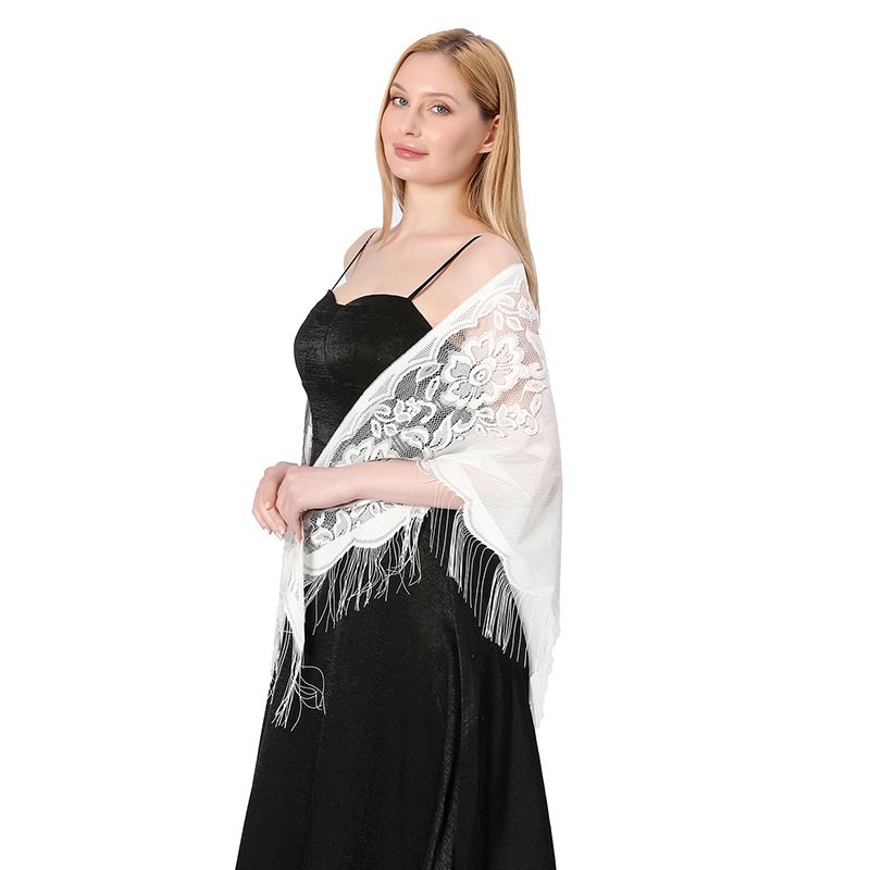 VOOTHOST Nieuwe Borduurwerk Kant Sjaal Sjaal Bloemen Driehoekige Sluier Sjaal Voor Vrouwen Feest Sjaal Bruiloft Poncho Stola's Dames Hoofdband Wraps F0176_voghion.com