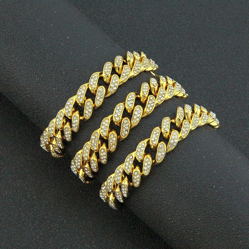 Hip Hop Miami Cuban Men's Diamond-Encrusted Large Gold Chain Necklace_voghion.com